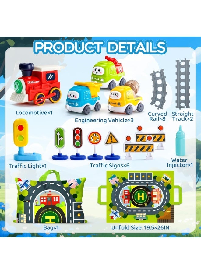LBMT Magnetic Car Toys with Tracks & Storage Bag,Toddler Toys for Age 3-8,Electric Train Set with Steam Spray,Sound & Lights,and Road Signs,Toddler Birthday/Party/Festival Gift for 3+ Year Old Boys Girls - Image 2